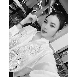 Áo sơ mi thô xoắn eo hoạ tiết