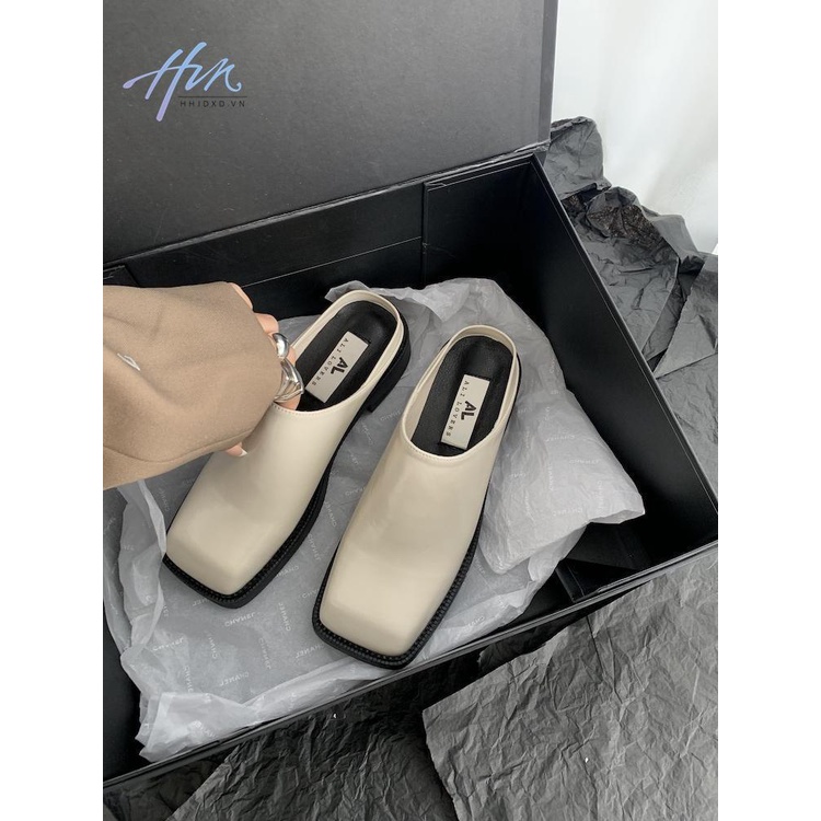 Giày Lười Da Mũi Vuông Đế Dày Phong Cách Anh Quốc Thời Trang Cho Nữ