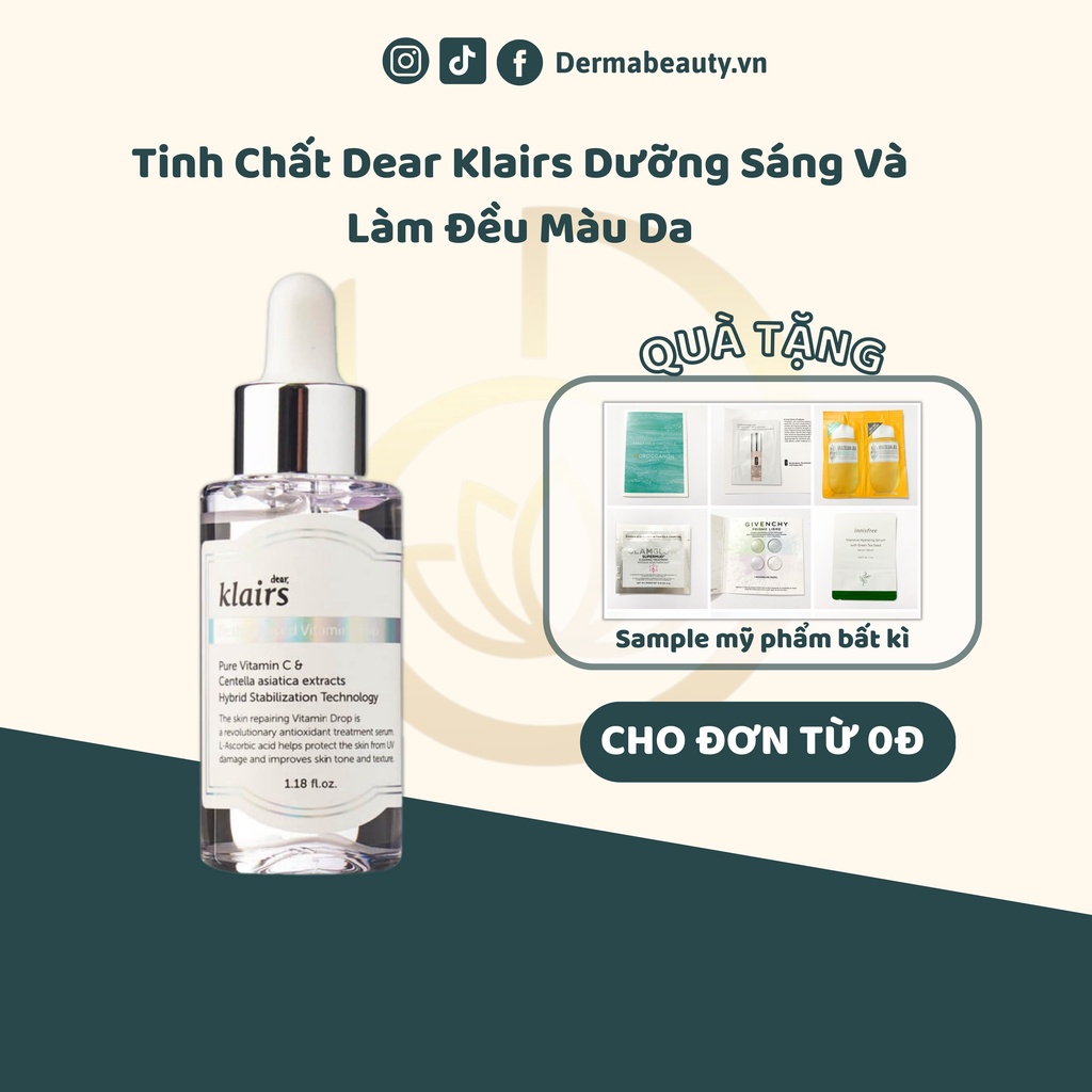 Tinh Chất Vitamin C Giúp Mờ Thâm Nám, Trắng Sáng Dành Cho Da Dễ Kích Ứng Klairs Freshly Juiced Vitamin Drop 3