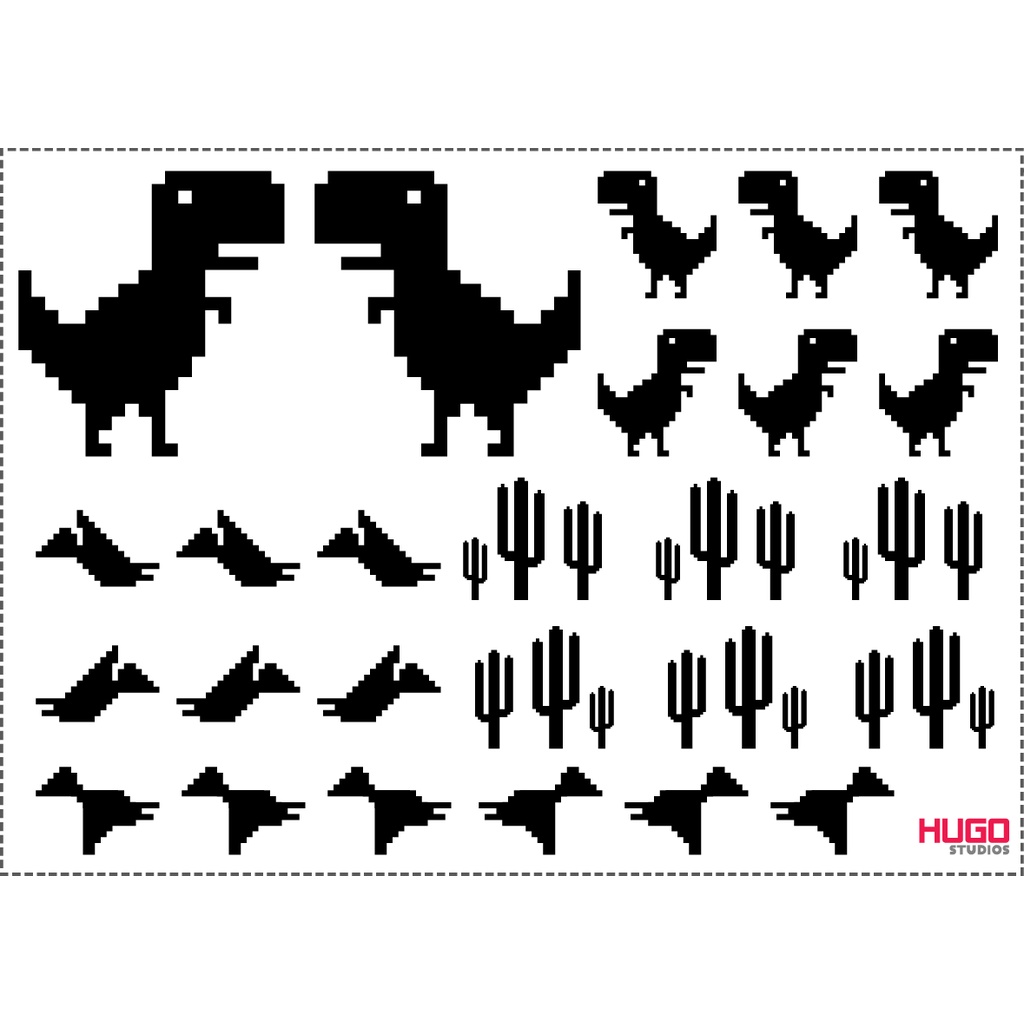 Hugo Studios Decal trượt nước Dino Game tỉ lệ 1/64 chưa phủ clear