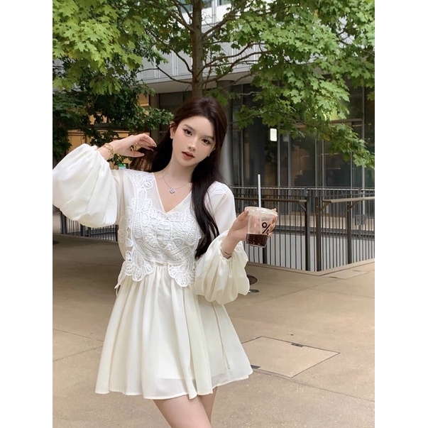 Đầm tiểu thư voan phối ren cao cấp/Váy ulzzang xoè xinh xắn nhẹ nhàng nữ tính