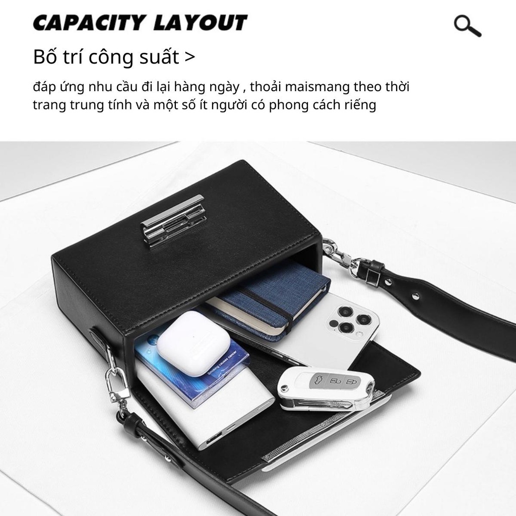Túi hộp vuông nam Trunk Bag da thật cao cấp form siêu cứng cáp lịch sự sang trong thời trang hàn quốc TK15