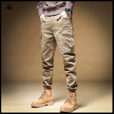 Chất lượng cao Qu N n t I H P nam quần Yếm Kaki Phong Cách Retro Cho nam & Nữ#Quần ống rộng Nhiều Túi Phong Cách Quân Đội Thời Trang Thu Đông 39; s
