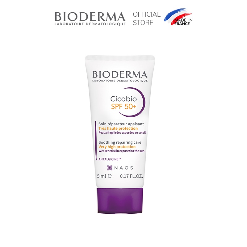 [HB Gift] Kem dưỡng da và chống nắng giúp phục hồi, làm dịu cho làn da bị hư tổn Bioderma Cicabio Spf 50+5ml