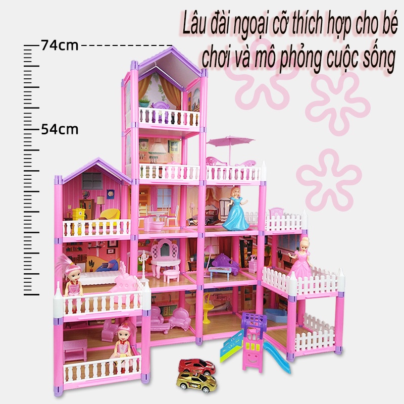 Đồ chơi nhà búp bê trẻ em, lắp ráp lâu đài công chúa ngoại cỡ, nhà búp bê Nhật Bản, món quà sinh nhật bé gái yêu thích