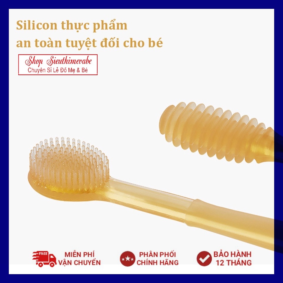 Set rơ lưỡi và Bàn chải tập đánh răng và matxa nướu silicon cho bé
