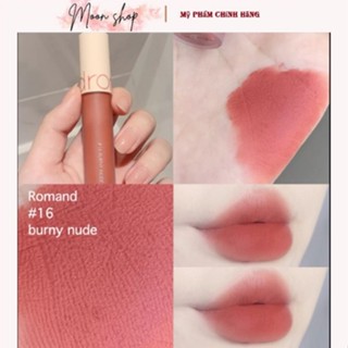 Son Kem Romand 16 - Hồng Đất Nude, Son Kem Lì Romand Zero Velvet Tint Màu 16 Burny Nude: Hồng Đất Nude