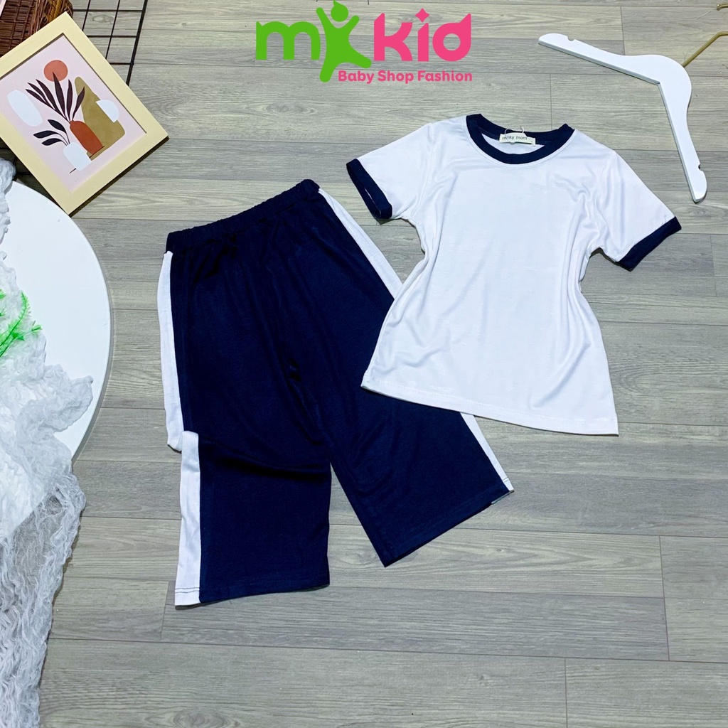 Đồ bộ bé gái, set áo cotton trắng kèm quần ống xuông dài Hotgirl cho bé 10-30kg và set của mẹ