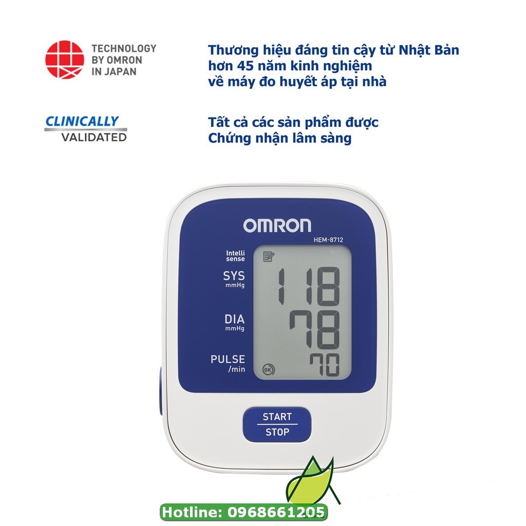 (Bảo Hành 05 Năm Chính Hãng ) Máy Đo Huyết Áp Bắp Tay Điện TửOMRON Hem 8712 màn hình rộng, cảm biến thế hệ mới - Chika