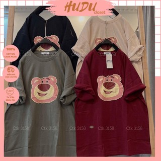[Rẻ vô địch] Áo thun cotton khô 3158 form rộng nam nữ unisex mặt gấu dâu