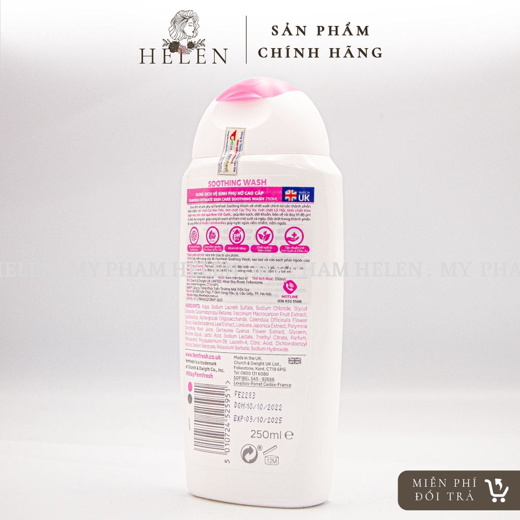 Dung Dịch Vệ Sinh Phụ Nữ Femfresh Soothing Wash - Hỗ Trợ Các Vấn Đề Vùng Kín Giúp Sạch, Thơm 250ML