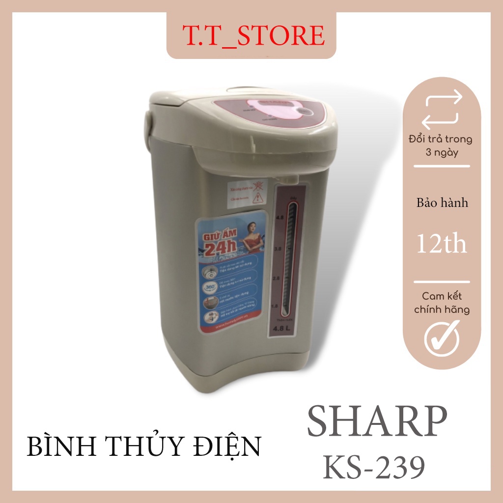 Bình thuỷ điện SHARP KS-239 Thái Lan , Phích điện tự động đun và giữ nhiệt nhanh chóng tiện lợi an toàn