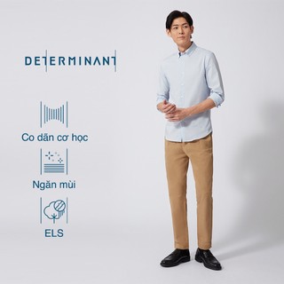 Áo sơ mi nam tay dài Cotton siêu thấm hút chống sờn vải thương hiệu Determinant - màu Xanh nhạt 