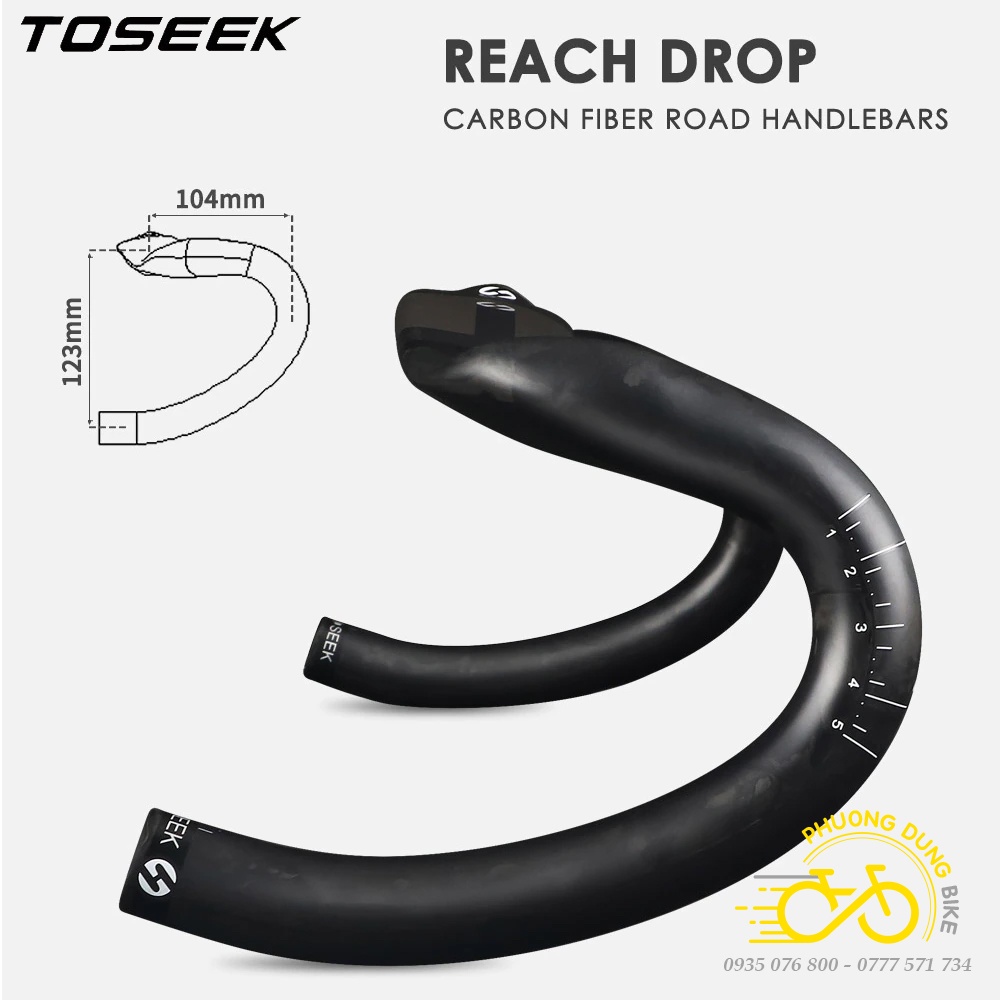 Ghi đông cong dẹp xe đạp road Carbon TOSEEK 420 x 31.8mm