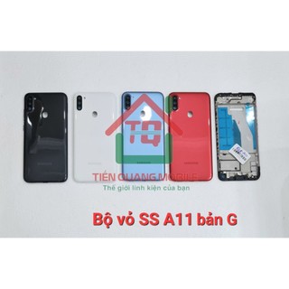 Bộ vỏ Samsung A11 (bản G) Gồm nắp lưng, viền sườn, kính cam, nút bấm, xương, khe sim