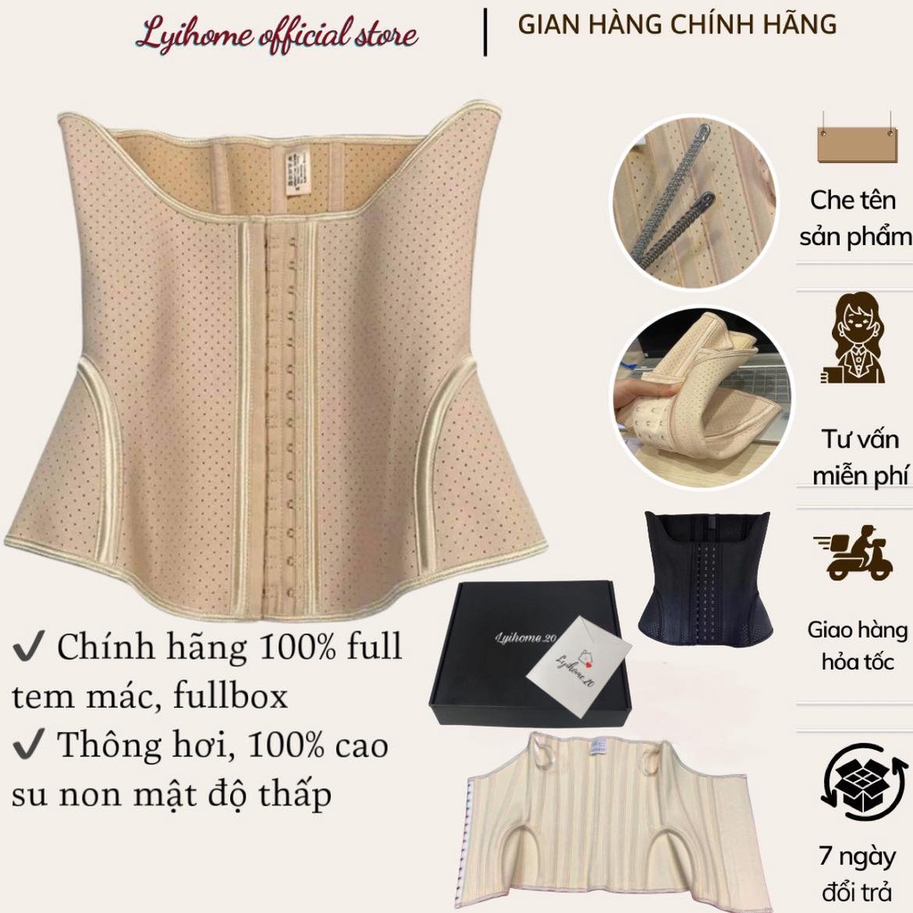 Đai nịt bụng LATEX thông hơi Lyihome cải tiến mở hông, che mỡ lưng bụng