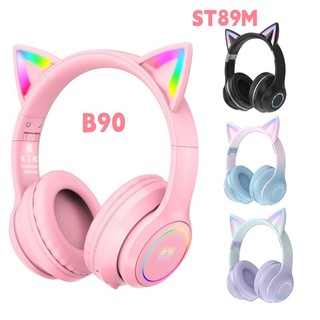 Tai Nghe Chụp Tai Bluetooth Không Dây Hình Tai Mèo Kèm Micro ONIKUMA B90 Cho Điện Thoại IOS Android