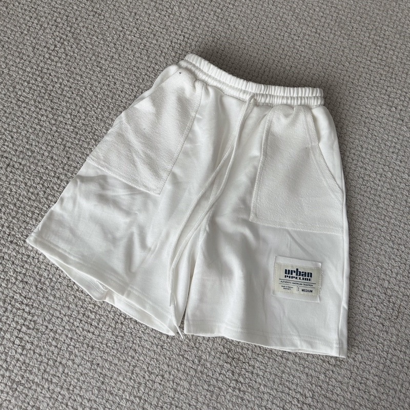 Quần short trắng nỉ chân cua unisex nam nữ