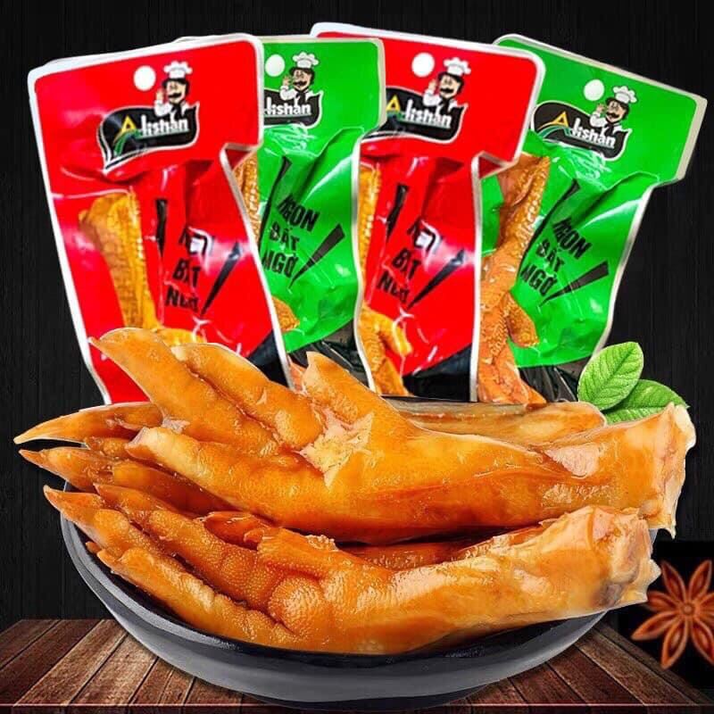 Chân gà cay Việt Nam hãng Alishan ủ vị xì dầu tỏi ớt cực ngon, hương vị chân gà cay Tứ Xuyên.