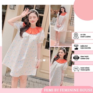 Đầm Cổ Sen, váy suông cổ sen, váy suông xinh, đầm hoa nhí diện hè