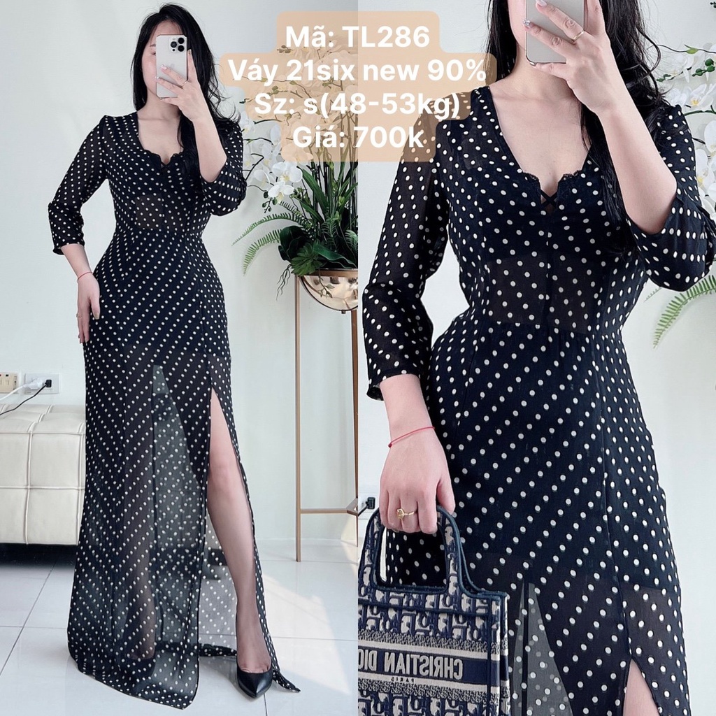 TL286 Váy 21six dáng maxi dài chấm bi