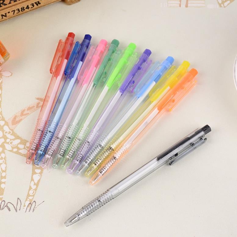 Bút bi xanh mini ngòi 0.7mm dễ mang theo - vỏ nhiều màu - bút bi xanh bấm ngòi to - bút bi bấm giá rẻ - HIKOMA STORE