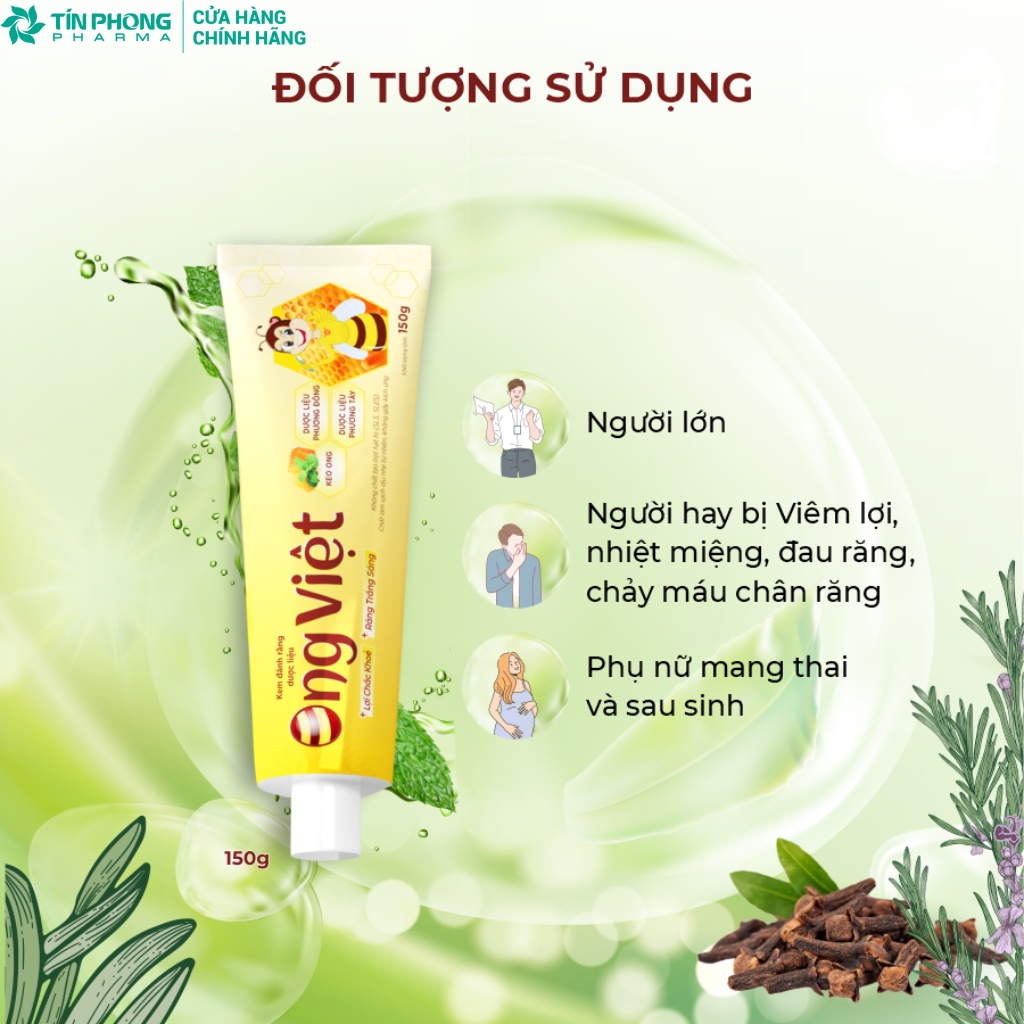 Kem Đánh Răng Dược Liệu Ong Việt Giúp Răng Trắng Sáng, Chắc Khỏe, Hạn Chế Mảng Bám Tuýp 150gr TMP024