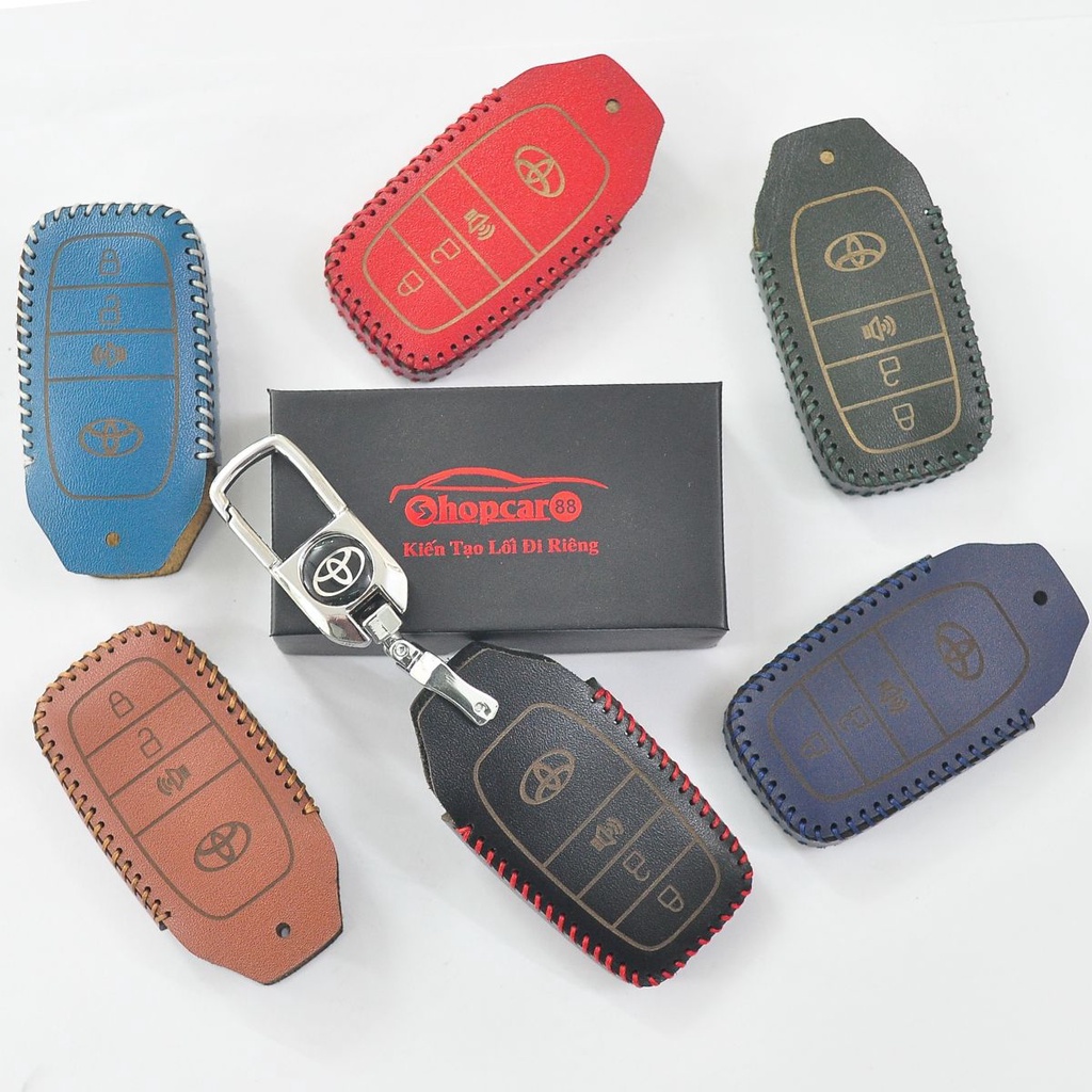 Bao Da chìa khoá xe Toyota Innova, Fortuner, Hilux 2017-2023... chìa 3 nút mẫu chuẩn như hình