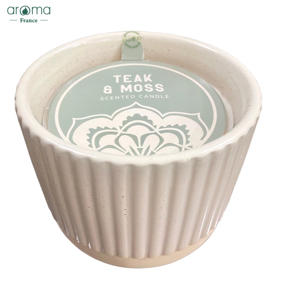 Nến thơm Aroma Mercury Row Ridged Scented Candle - Chậu Xanh Nến thơm hương Địa Trung Hải - Nến trang trí cao cấp 900Gr