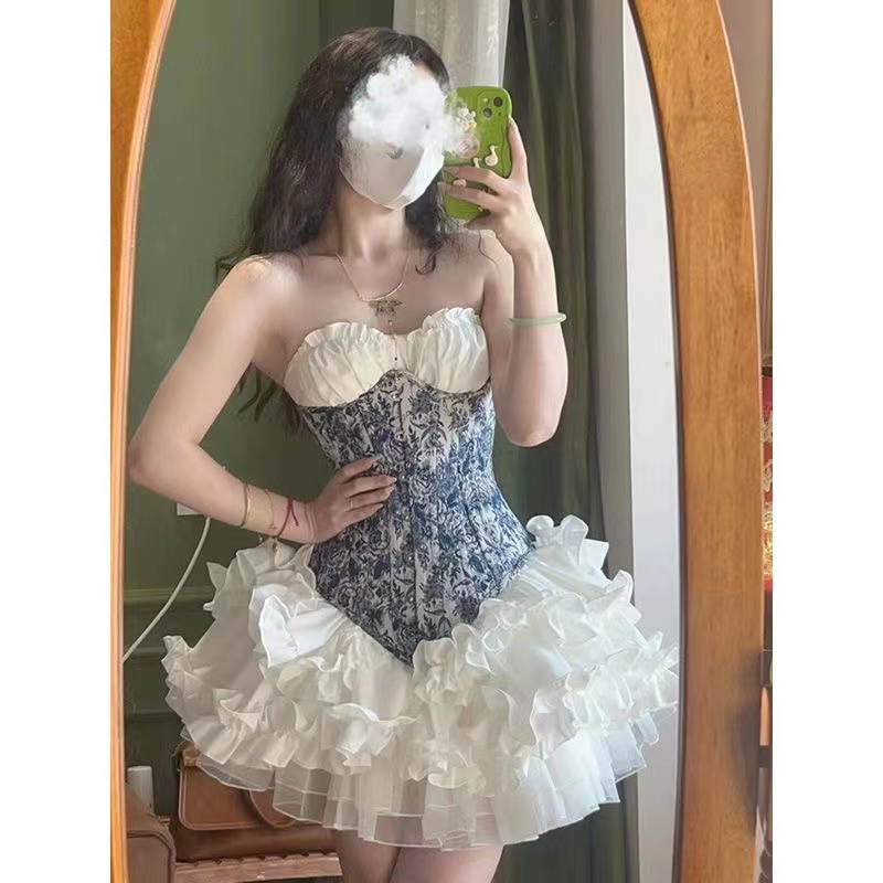 Đầm Tay Phồng Phối Ren Phong Cách Pháp Thời Trang Sang Trọng Cho Nữ