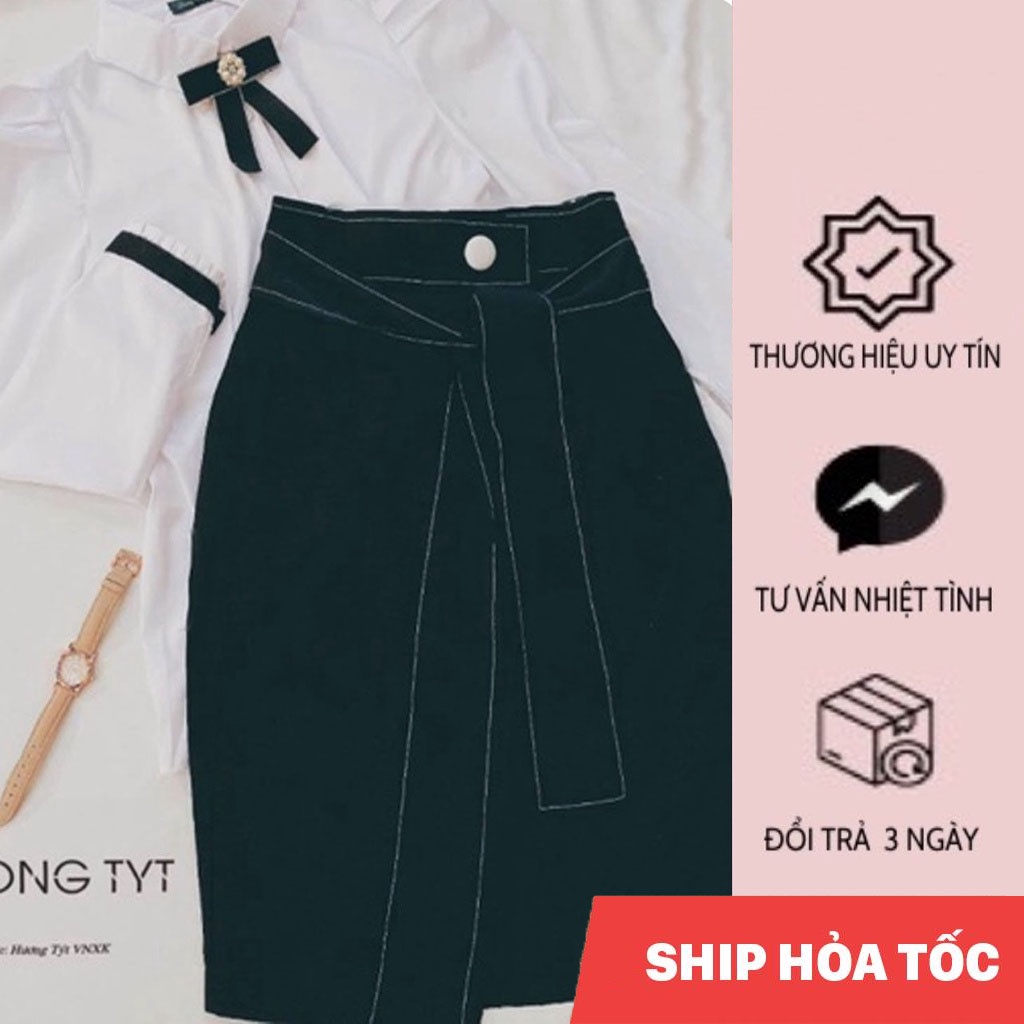 Chân váy thiết kế Kara DESIGN BY HUONGTYT xẻ tà công sở, kiểu dáng hiện đại, trẻ trung, dễ phối với nhiều kiểu áo sơ mi