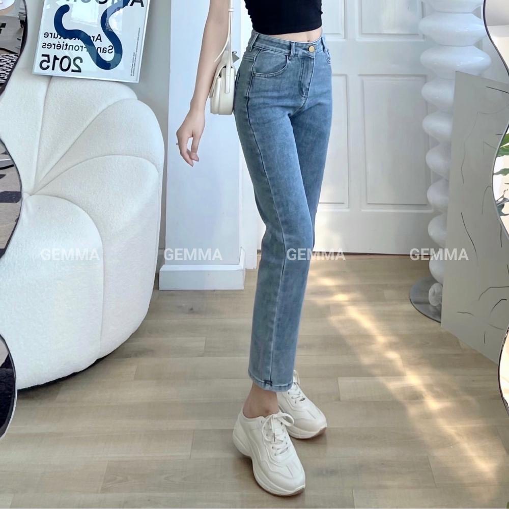 Quần bò jean ống đứng nữ co giãn 4 chiều loe suông rộng xuông jeans cạp cao Hottrend 2022 | BigBuy360 - bigbuy360.vn