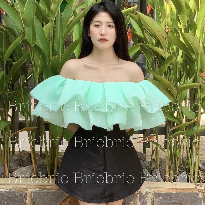 Set áo croptop + chân váy chất liệu organza + tafta,sang chảnh - 325 + 341
