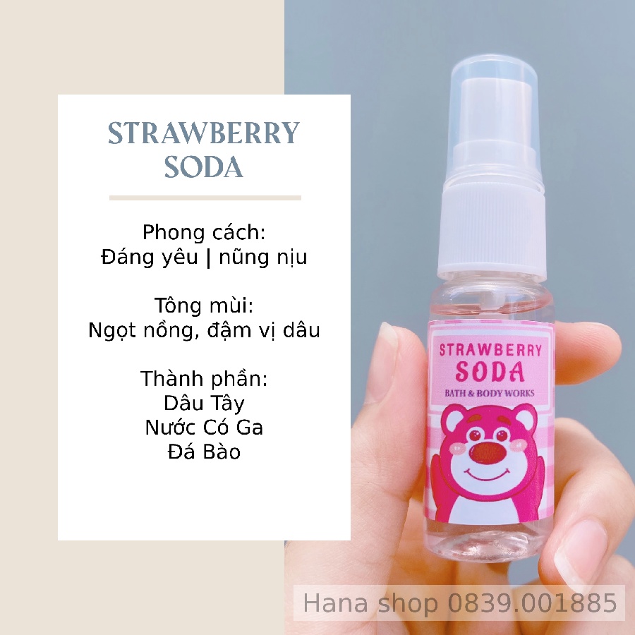 Body mist GẤU DÂU hương dâu ngọt mát chai 20ml