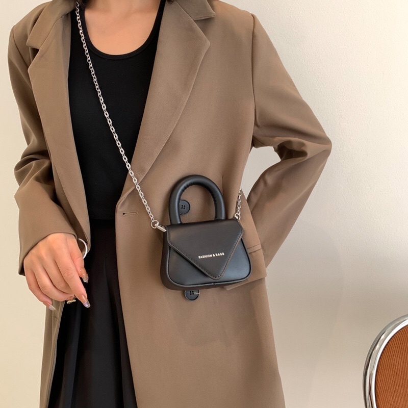 Túi đeo chéo nữ mini  fashion & bags dây xích size 14 nhỏ xinh