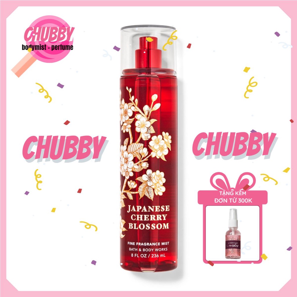 𝙘𝙝𝙪𝙗𝙗𝙮 - Xịt Thơm Toàn Thân BATH & BODY WORKS -JAPANESE CHERRY BLOSSOM