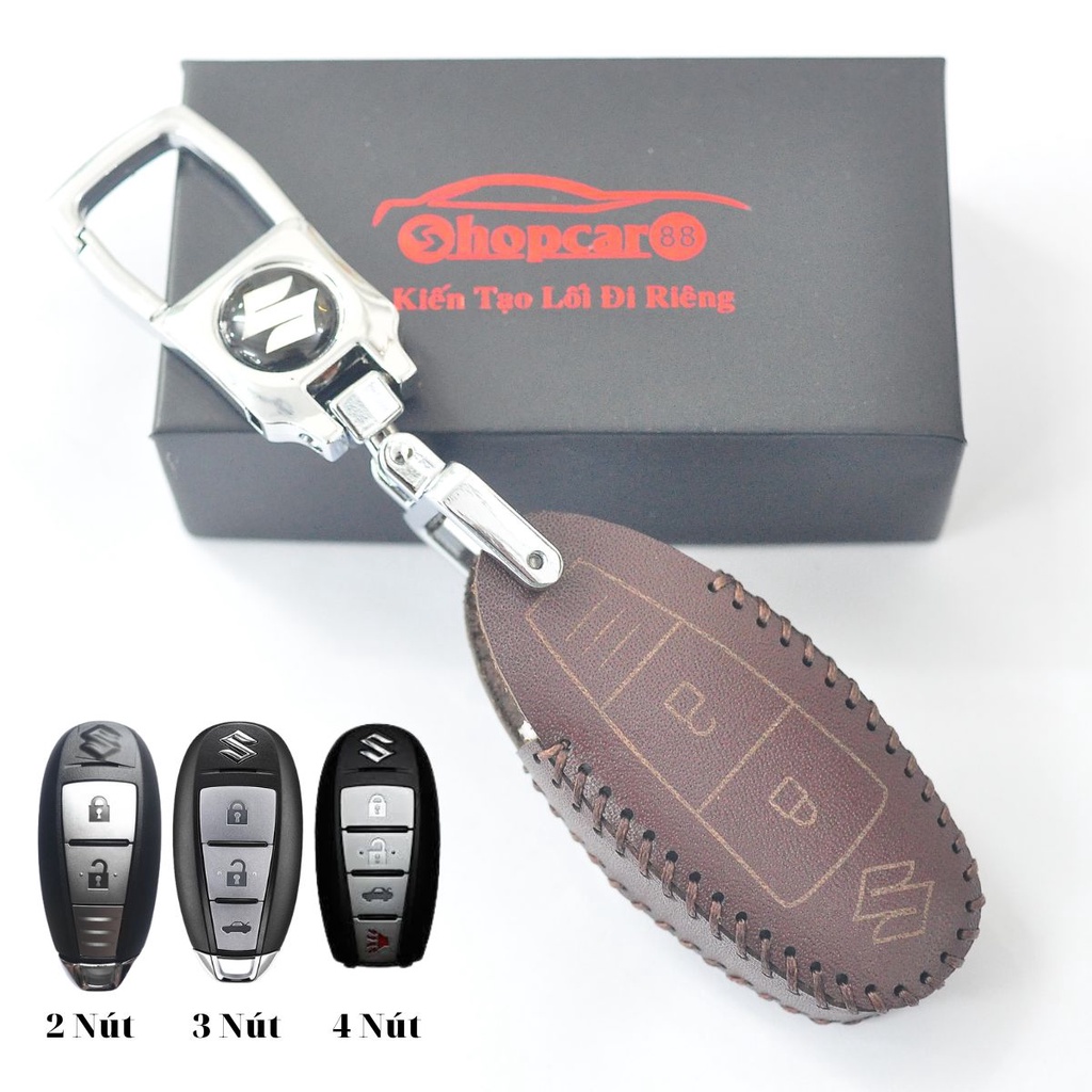 Bao Da chìa khoá xe Suzuki Ciaz, Swift, Ertiga, XL7... mẫu chuẩn như hình. Da bò thật nhiều màu