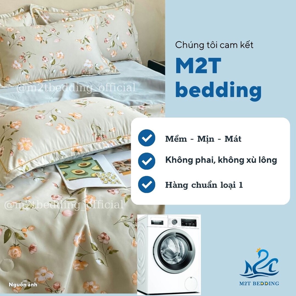 Bộ chăn ga gối Lụa Thái M2T bedding - Chăn chần bông hè mỏng - Hàng chuẩn lọai 1