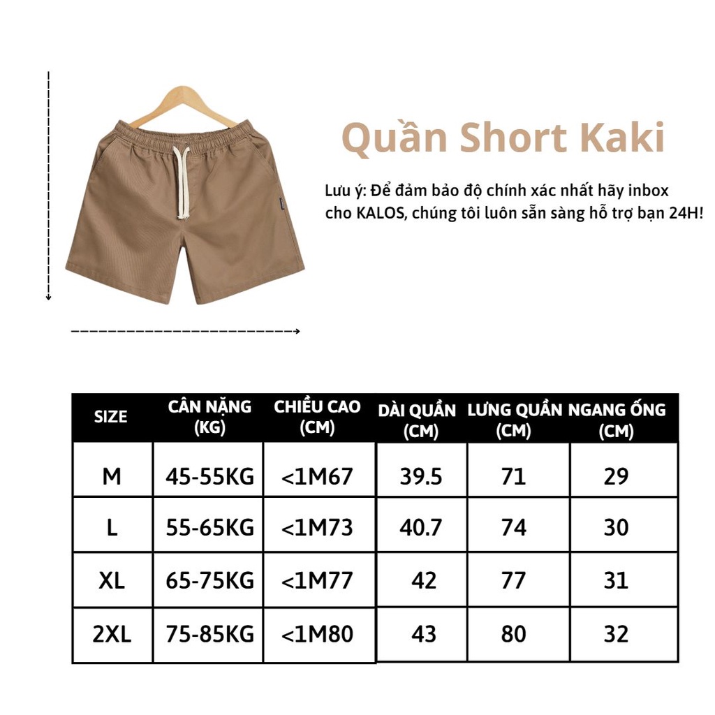 Quần short kaki nam KALOS from dáng đùi cộc vải kaki Hàn mềm mịn cao cấp cạp chun | BigBuy360 - bigbuy360.vn