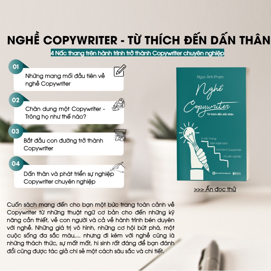 Sách Nghề Copywriter - Từ Thích Đến Dấn Thân - 4 Nấc Thang Trên Hành Trình Trở Thành Copywriter Chuyên Nghiệp