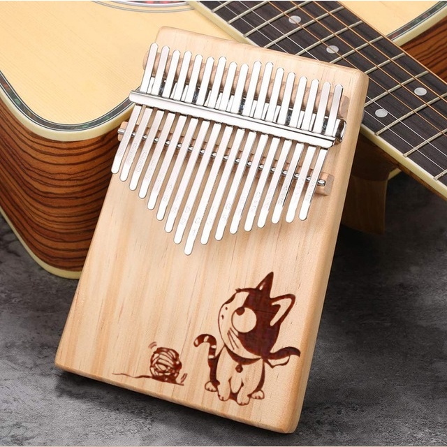 cây đàn piano Đàn kalimba gỗ gecko Leaf Music- LM002S hình mèo và cuôn len Hàng chính hãng