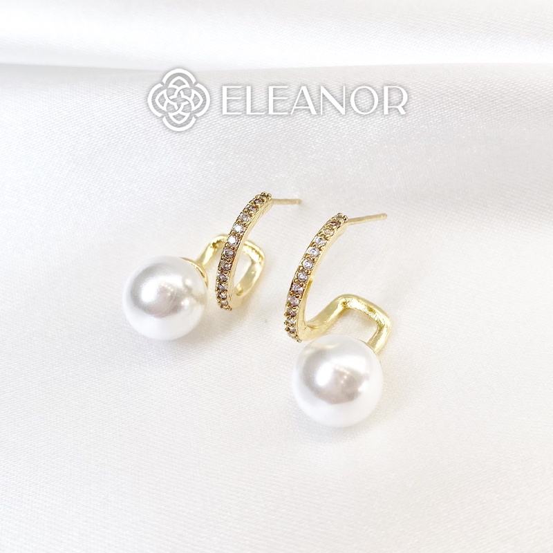 Bông tai nữ chuôi bạc 925 Eleanor Accessories đính đá kết hợp ngọc trai nhân tạo phụ kiện trang sức 5453