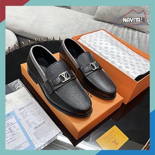 Giày lười nam, giày loafer da thật LV cao cấp bản đẹp đế cao su đúc Fullbox thẻ bill. [ Bảo hành nổ da bong đế ]