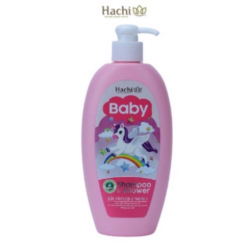 Sữa tắm gội 2 trong1 HACHI Baby Shampoo & shower cung cấp dưỡng chất cho da an toàn dụi nhẹ với tóc và da bé -Chai Hồng