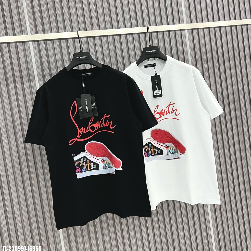 Áo Thun Louboutin Form Rộng Tay Lỡ Vải 100% Cotton Họa Tiết Đôi Giày Hottrend Mùa Hè 2023