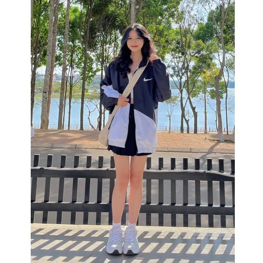 Áo khoác gió Nike chính hãng đôi nam nữ 2 lớp unisex chất liệu dù cao cấp unisex form rộng brand jacket 125