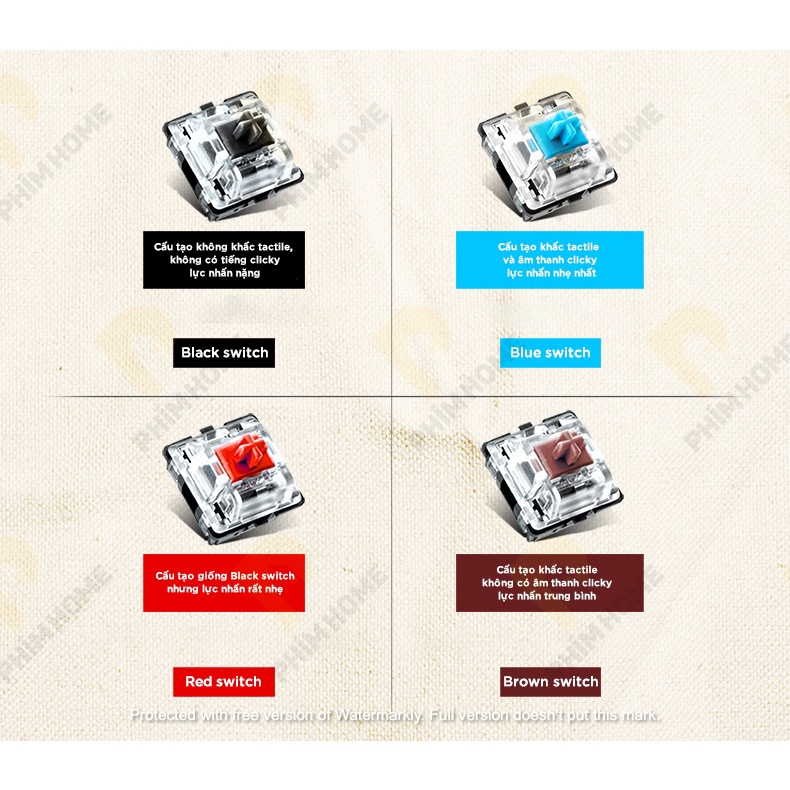 Bàn phím Ajazz AK510 - Bàn Phím Retro - Keycap PBT Doubleshot - LED 16,5 Triệu Màu - 1 ĐỔI 1 TRONG 6 THÁNG