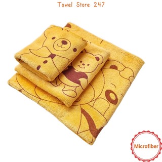Set 3 khăn tắm cho bé sợi Microfiber không ra màu, không đổ lông, mềm mại