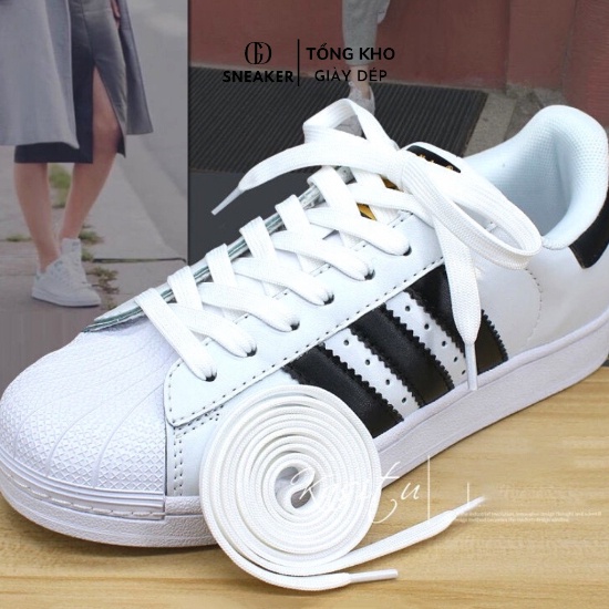 Dây Giày Sneaker Buộc Dây Thể Thao Dây Dẹt Dài 1,2m Màu Đen, Trắng