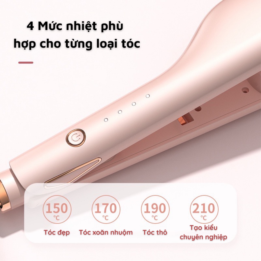 Máy Uốn Tóc Xoăn Gợn Sóng Nước NANOMAX D25 4 Mức Điều Chỉnh Nhiệt Làm Nóng 30 Giây Ion Âm Bảo Vệ Tóc Chất Liệu Gốm Cao C